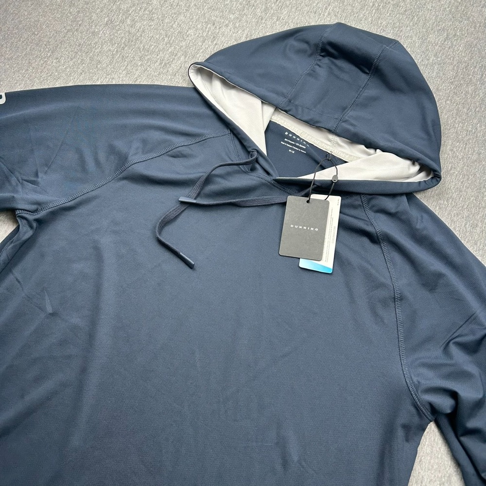 Dunning Golf Coolmax Hooded Long Sleeve Shirt Mens Medium Blue NEW *LOGO*